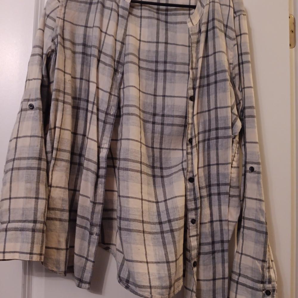 Calvin Klein Jeans Cream and Gray Check Shirt